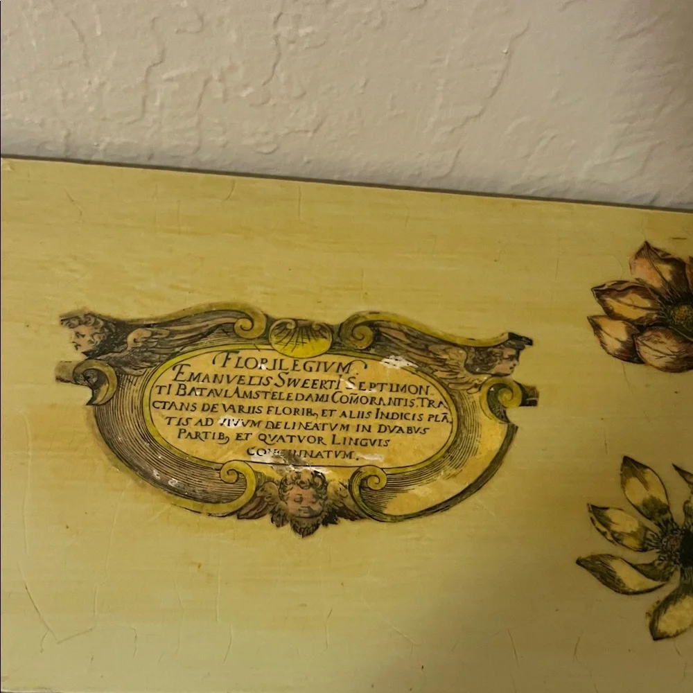 Vintage Charming Beige Wall Shelf with Floral Accents